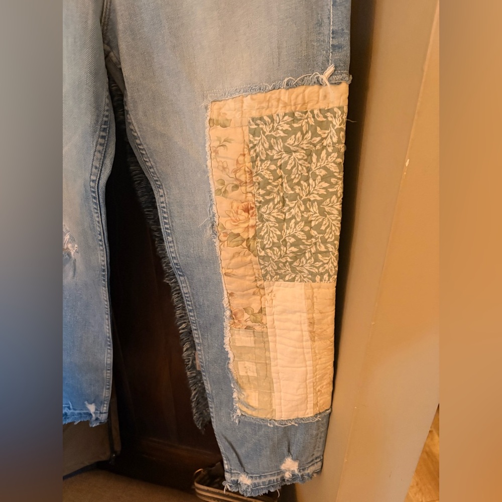 MOTHER + Carolyn Murphy The Patchwork Tomcat Ankle Undone Hem Jeans, size 30 - Picture 15 of 16